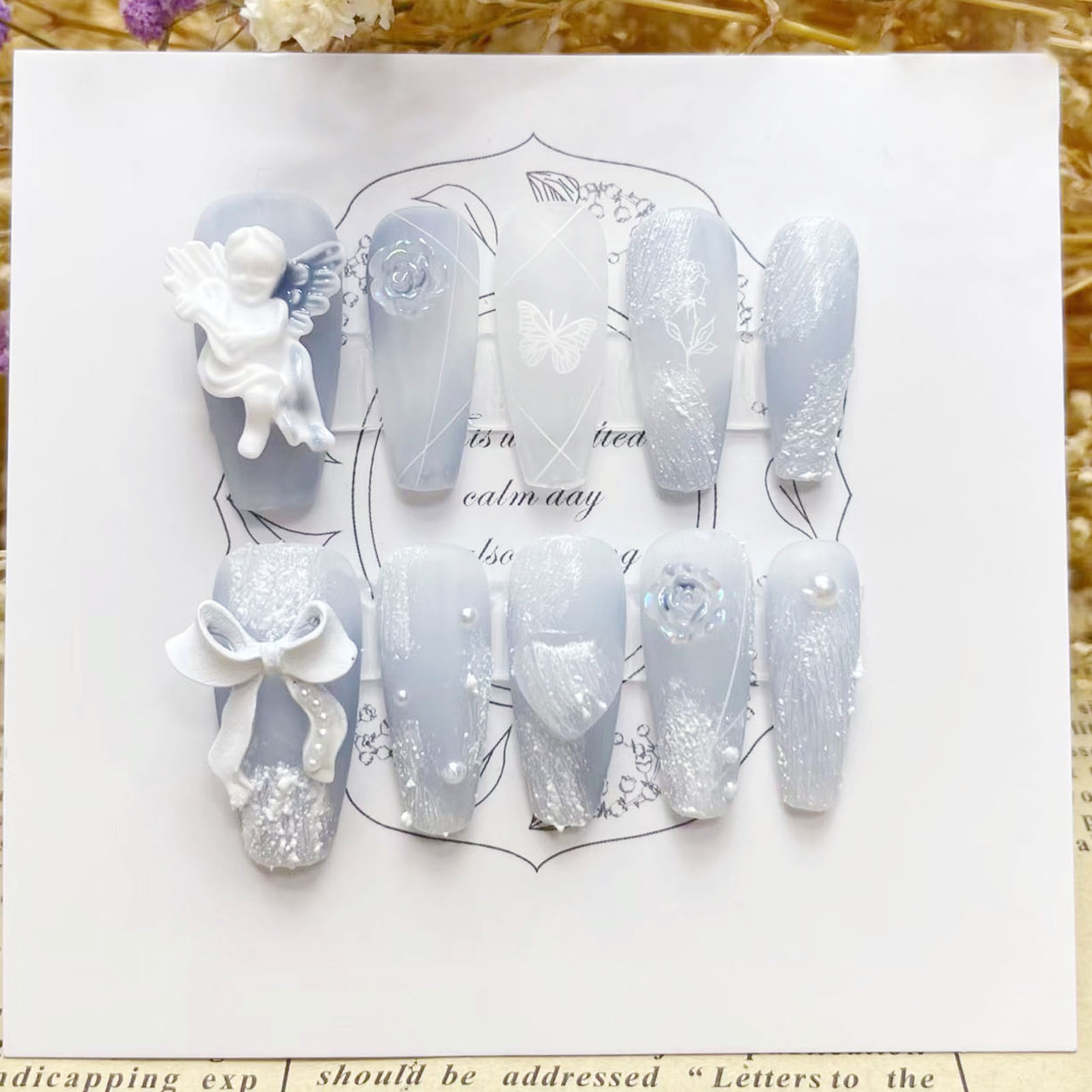 Resin Art Flowers - 3D gesso angelo unghie finte lucido