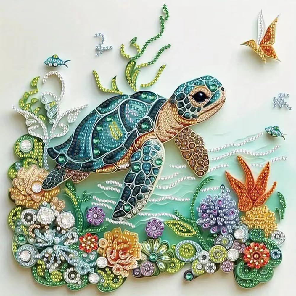 Resin Art Flowers - Kit di Pittura Diamantata con Tartaruga