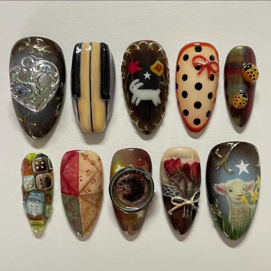 Resin Art Ocean - 24 pezzi di unghie finte stile