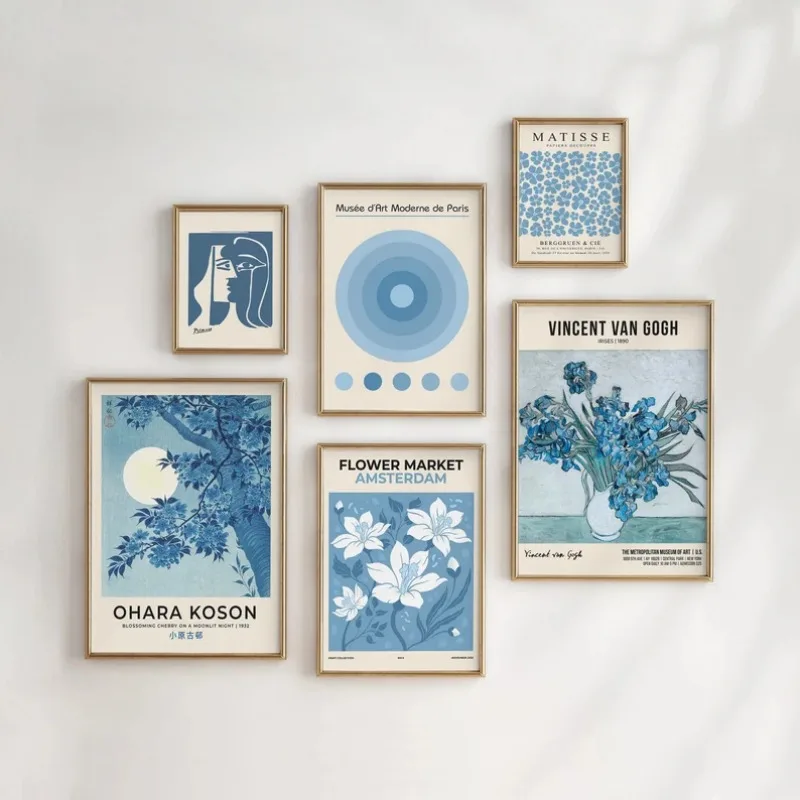 Resin Art Gallery - Quadro Astratto Floreale Blu Matisse, Arte