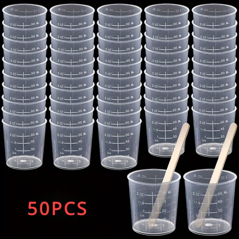 Resin Mixing Cup - 50 Pezzi di Bicchieri Graduati Trasparenti