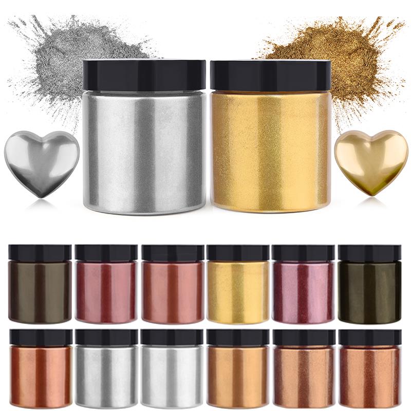 Resin Dye Opaque - 50g Shimmer Metallic Oro Argento Colore