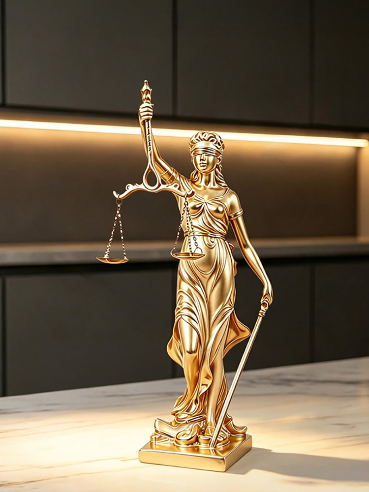 Resin Art For Anniversary Gift - Statua di Lusso Dorata della Giustizia,