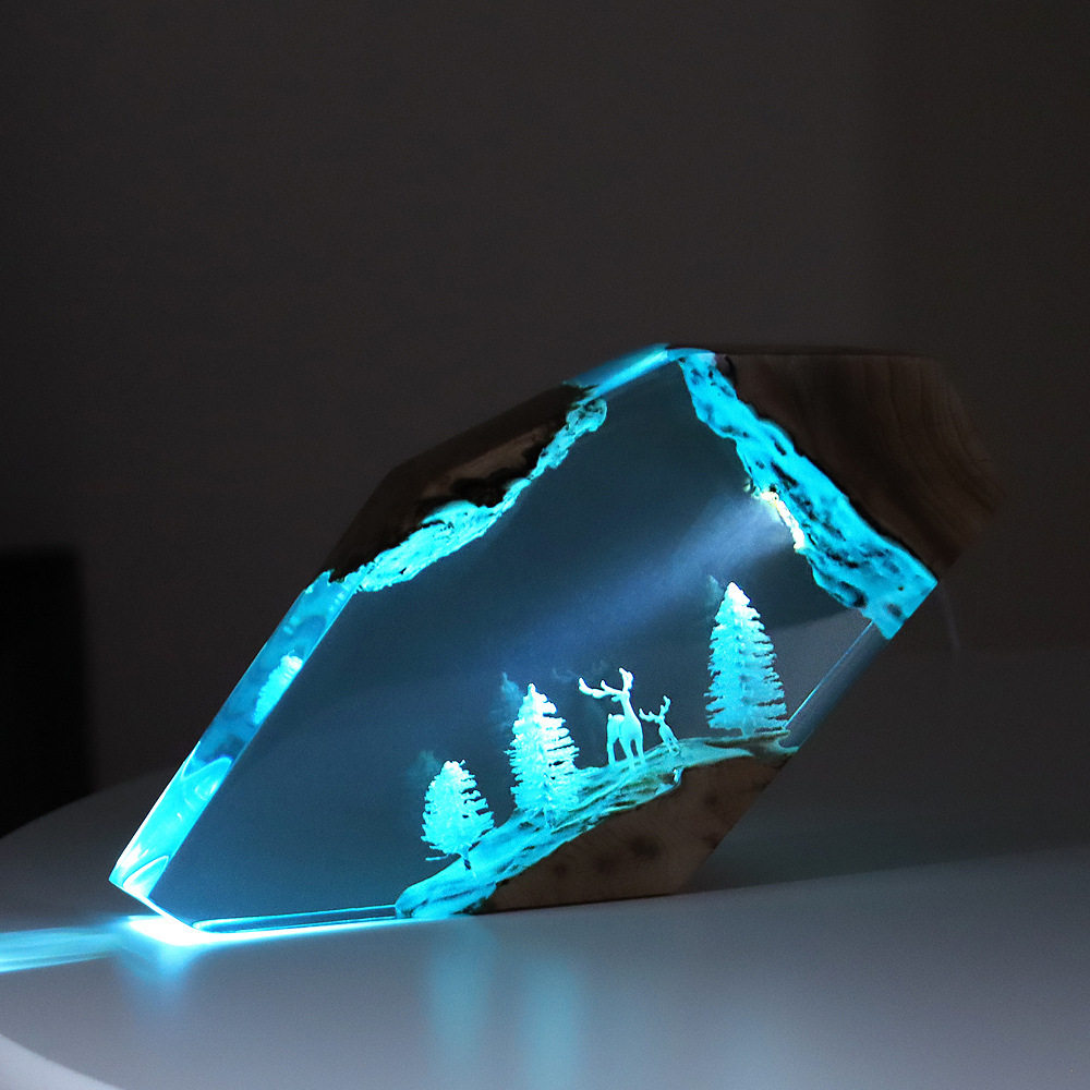 Resin Art Decor - Ornamento Luminoso Personalizzato in Resina e