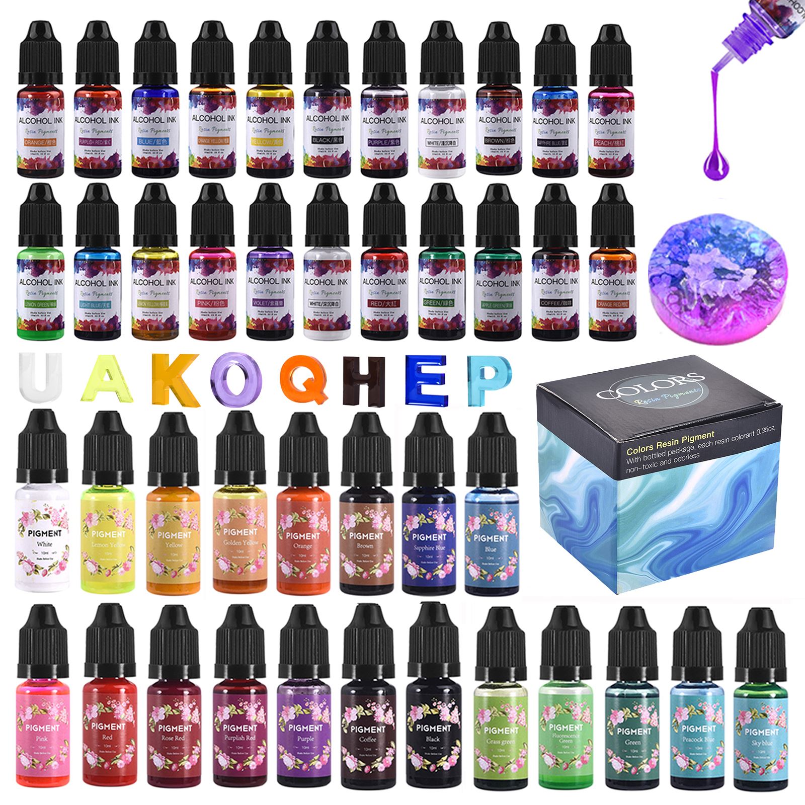 Resin Art Alcohol Ink - 1 Set Kit di pigmenti in