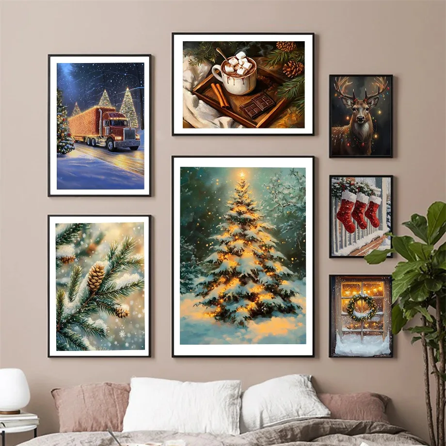 Resin Art Tree - Poster con scena invernale di neve